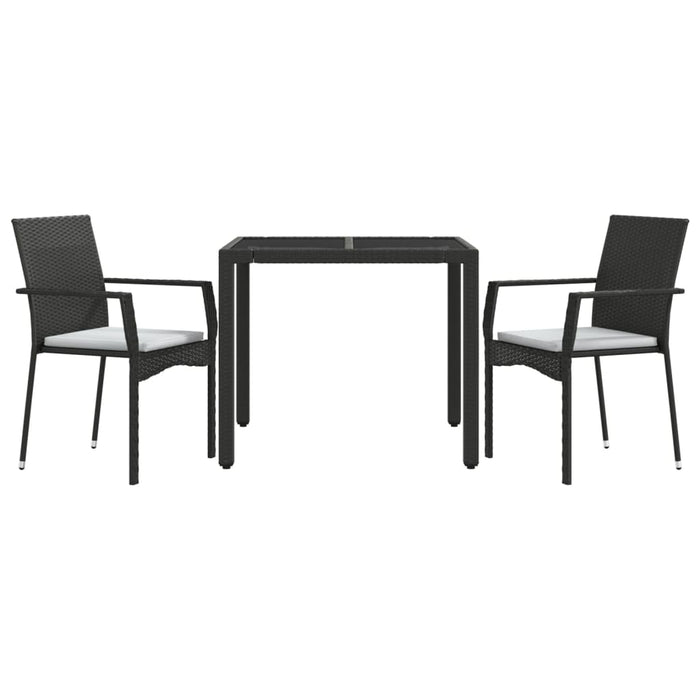 Set mobilier de grădină cu perne, 3 piese, negru, poliratan - WALTI WALTI