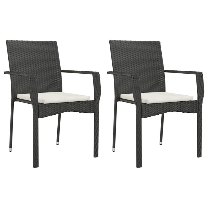 Set mobilier de grădină cu perne, 3 piese, negru, poliratan - WALTI WALTI