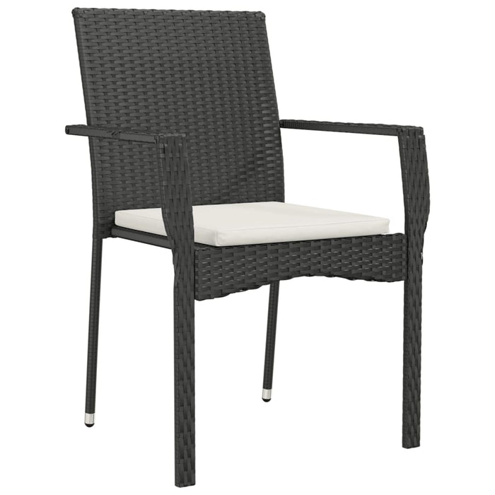 Set mobilier de grădină cu perne, 3 piese, negru, poliratan - WALTI WALTI