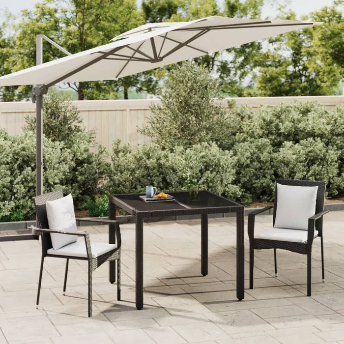 Set mobilier de grădină cu perne, 3 piese, negru, poliratan - WALTI WALTI