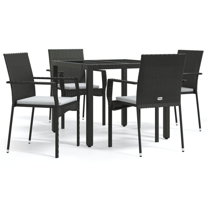 Set mobilier de grădină cu perne, 5 piese, negru, poliratan - WALTI WALTI