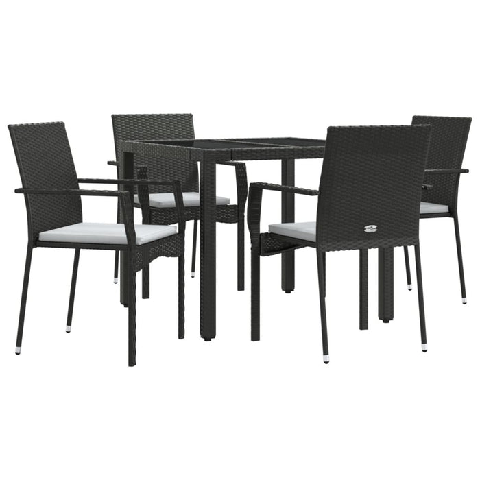 Set mobilier de grădină cu perne, 5 piese, negru, poliratan - WALTI WALTI