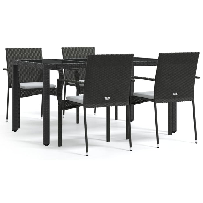 Set mobilier de grădină cu perne, 5 piese, negru, poliratan - WALTI WALTI