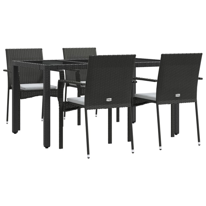 Set mobilier de grădină cu perne, 5 piese, negru, poliratan - WALTI WALTI