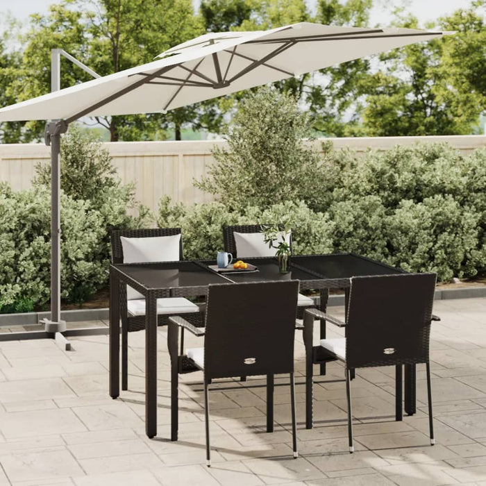 Set mobilier de grădină cu perne, 5 piese, negru, poliratan - WALTI WALTI