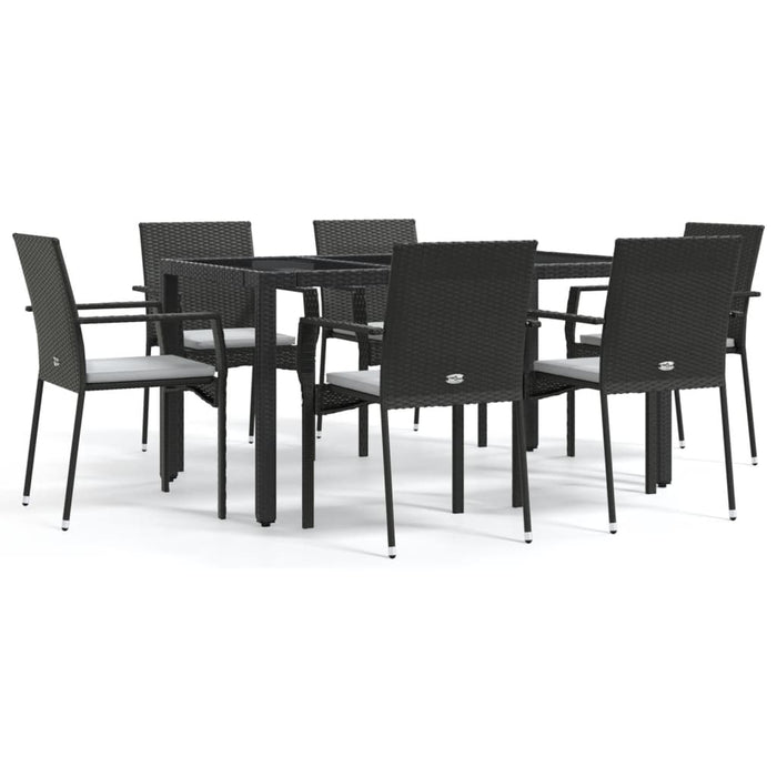 Set mobilier de grădină cu perne, 7 piese, negru, poliratan - WALTI WALTI