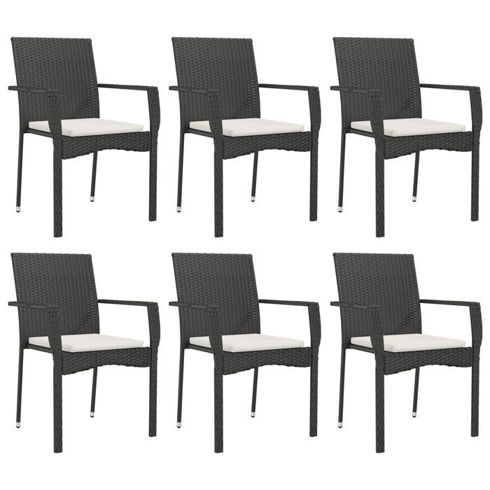 Set mobilier de grădină cu perne, 7 piese, negru, poliratan - WALTI WALTI