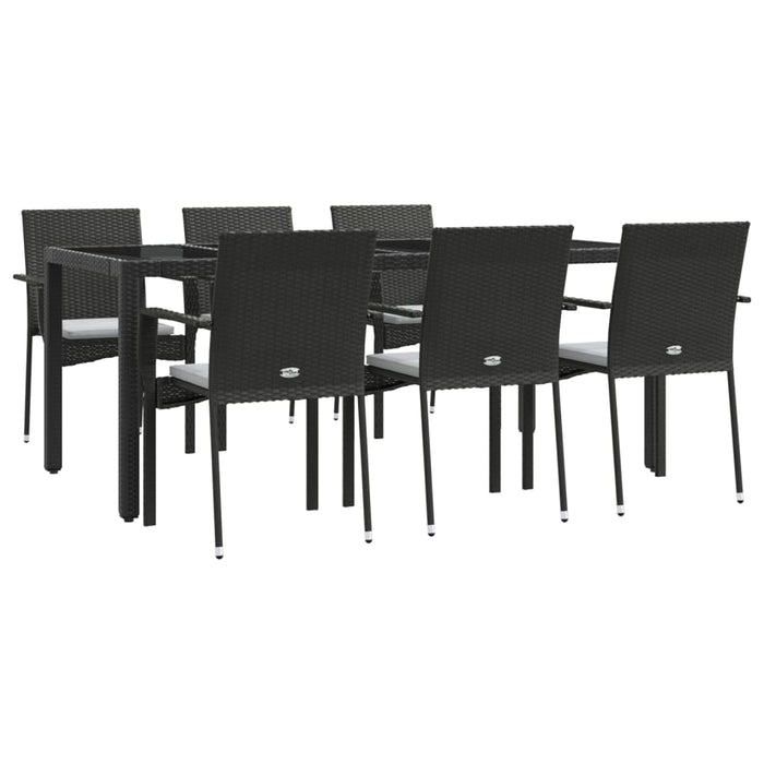 Set mobilier de grădină cu perne, 7 piese, negru, poliratan - WALTI WALTI