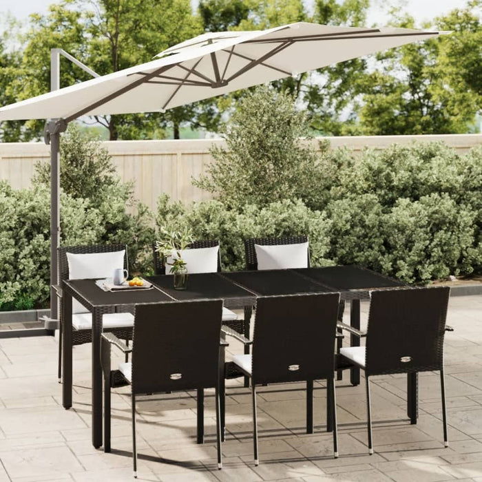 Set mobilier de grădină cu perne, 7 piese, negru, poliratan - WALTI WALTI