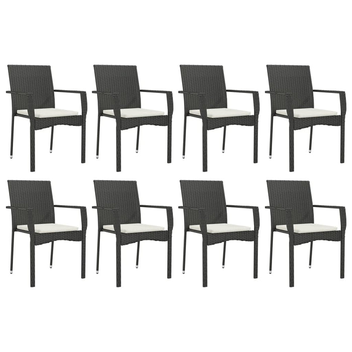 Set mobilier de grădină cu perne, 9 piese, negru, poliratan - WALTI WALTI