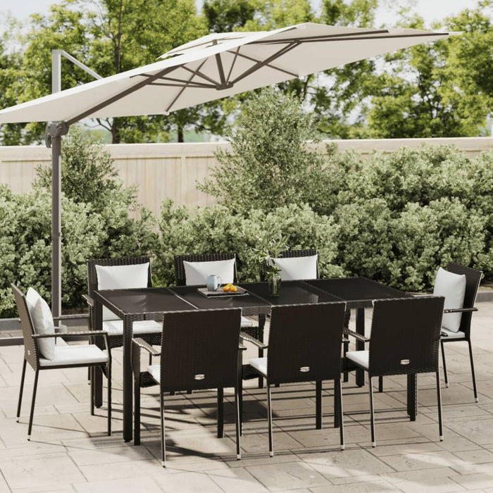Set mobilier de grădină cu perne, 9 piese, negru, poliratan - WALTI WALTI