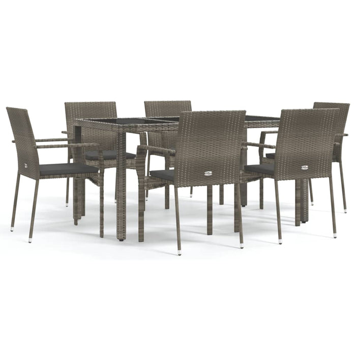Set mobilier de grădină cu perne, 7 piese, gri, poliratan WALTI