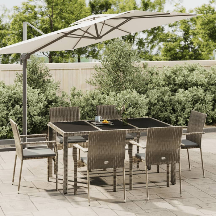 Set mobilier de grădină cu perne, 7 piese, gri, poliratan WALTI