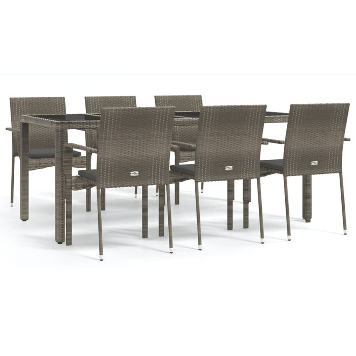 Set mobilier de grădină cu perne, 7 piese, gri, poliratan - WALTI WALTI