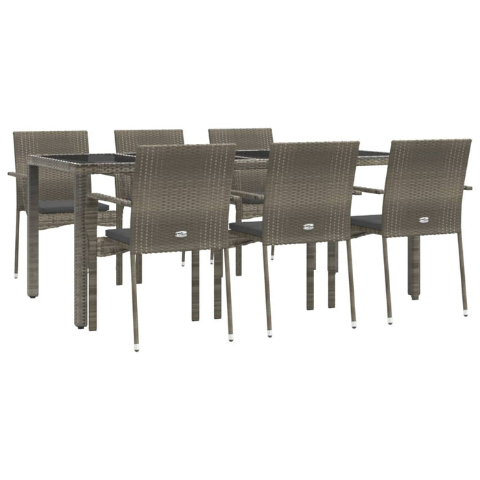 Set mobilier de grădină cu perne, 7 piese, gri, poliratan - WALTI WALTI