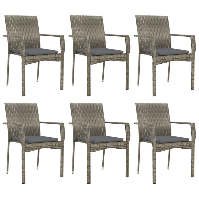 Set mobilier de grădină cu perne, 7 piese, gri, poliratan - WALTI WALTI