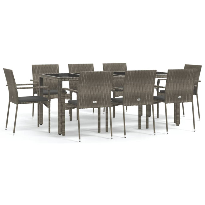 Set mobilier grădină cu perne, 9 piese, gri, poliratan - WALTI WALTI