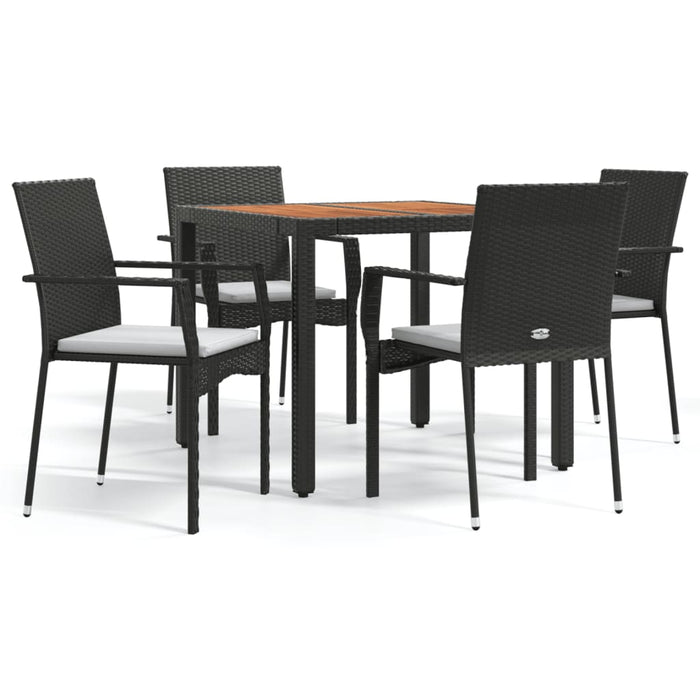 Set mobilier de grădină cu perne, 5 piese, negru, poliratan - WALTI WALTI