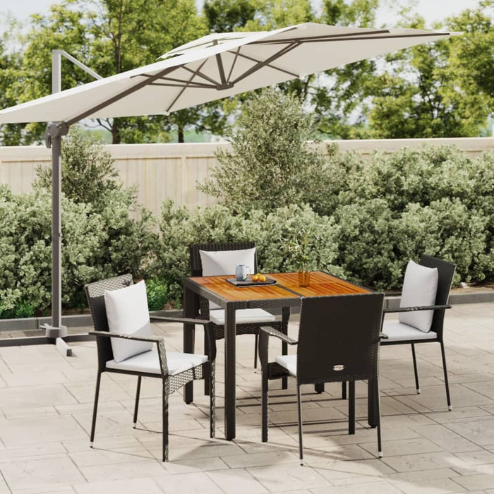 Set mobilier de grădină cu perne, 5 piese, negru, poliratan - WALTI WALTI