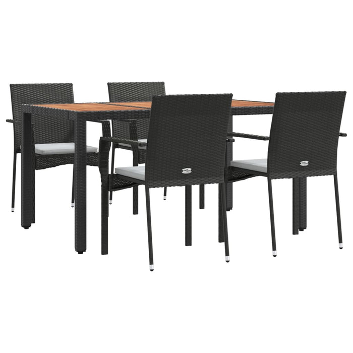 Set mobilier de grădină cu perne, 5 piese, negru, poliratan - WALTI WALTI