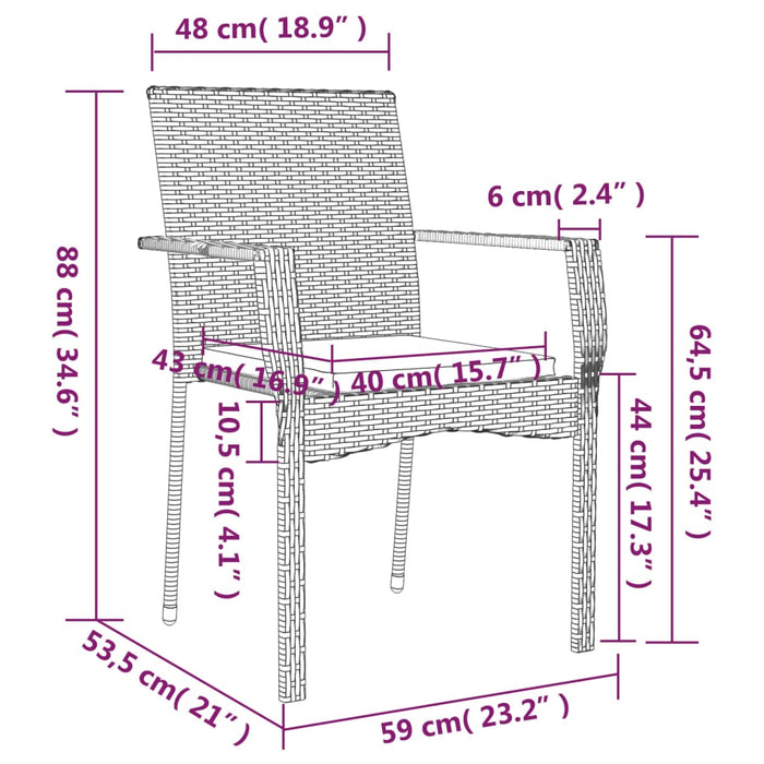 Set mobilier de grădină cu perne, 5 piese, negru, poliratan - WALTI WALTI