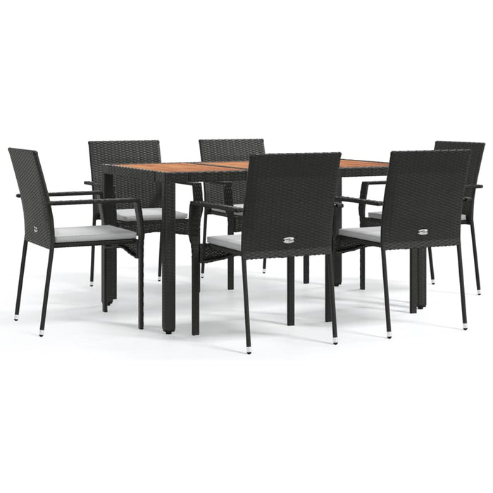 Set mobilier de grădină cu perne, 7 piese, negru, poliratan - WALTI WALTI