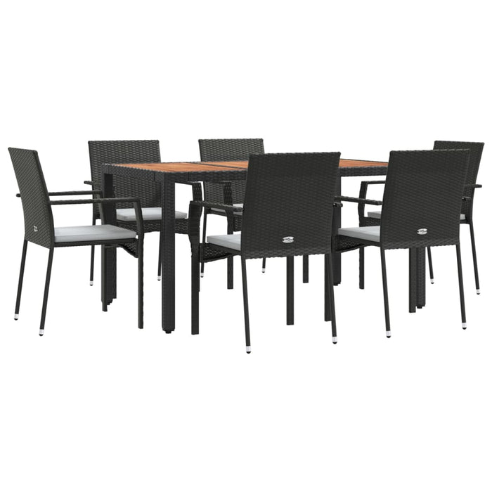 Set mobilier de grădină cu perne, 7 piese, negru, poliratan - WALTI WALTI