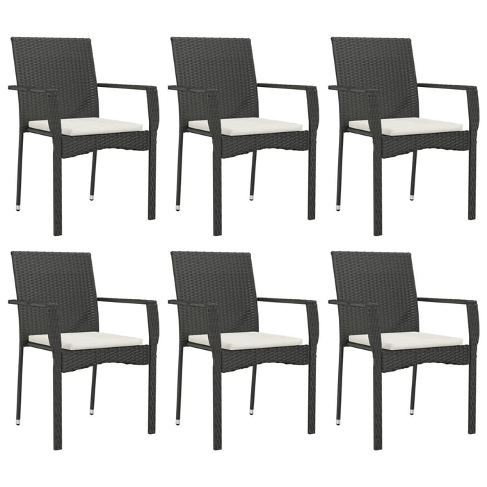 Set mobilier de grădină cu perne, 7 piese, negru, poliratan - WALTI WALTI