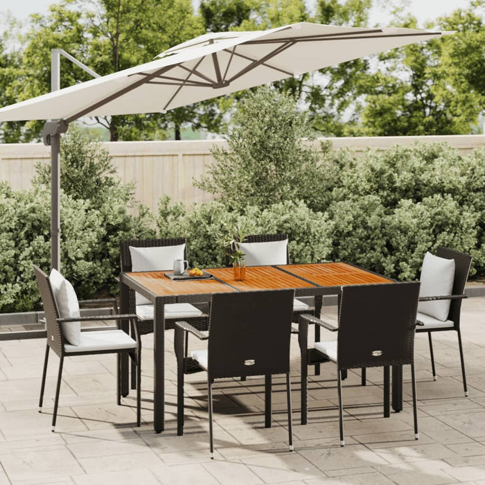 Set mobilier de grădină cu perne, 7 piese, negru, poliratan - WALTI WALTI