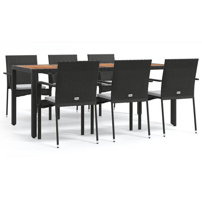 Set mobilier de grădină cu perne, 7 piese, negru, poliratan - WALTI WALTI