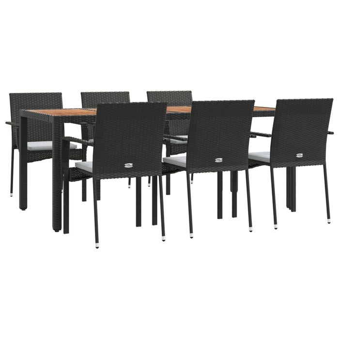 Set mobilier de grădină cu perne, 7 piese, negru, poliratan - WALTI WALTI