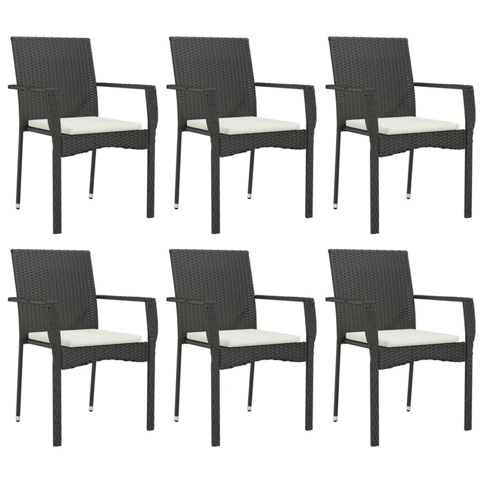 Set mobilier de grădină cu perne, 7 piese, negru, poliratan - WALTI WALTI