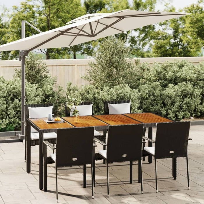 Set mobilier de grădină cu perne, 7 piese, negru, poliratan - WALTI WALTI