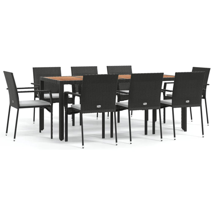 Set mobilier de grădină cu perne, 9 piese, negru, poliratan - WALTI WALTI