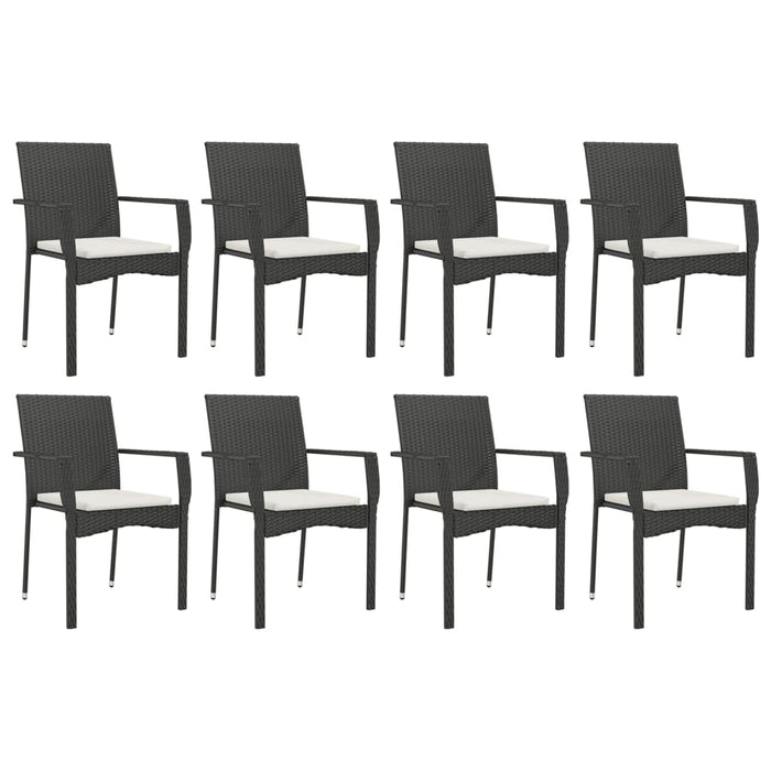 Set mobilier de grădină cu perne, 9 piese, negru, poliratan - WALTI WALTI
