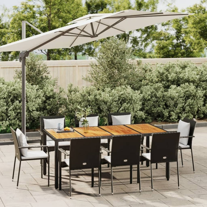 Set mobilier de grădină cu perne, 9 piese, negru, poliratan - WALTI WALTI