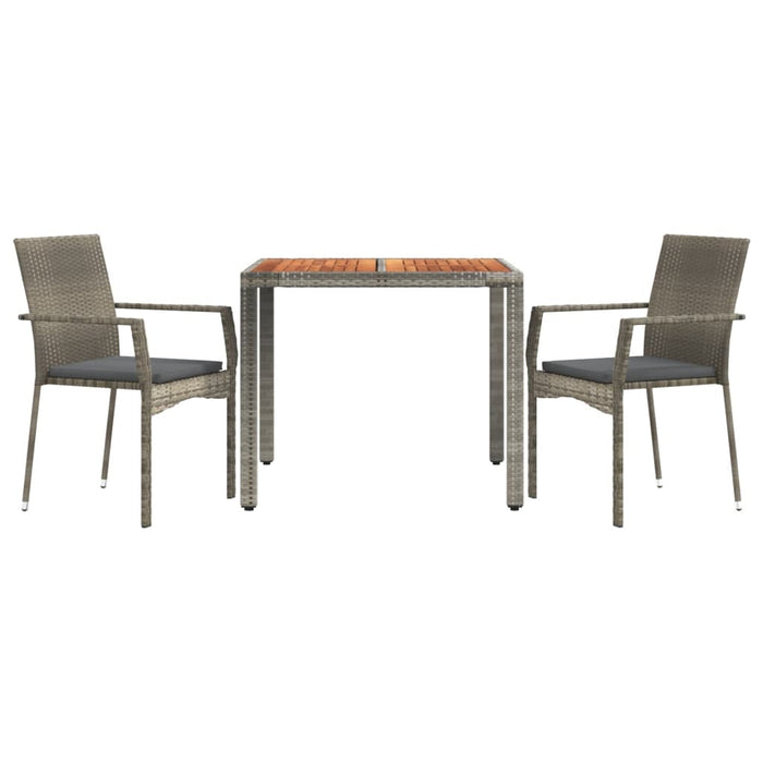 Set mobilier de grădină cu perne, 3 piese, gri, poliratan - WALTI WALTI