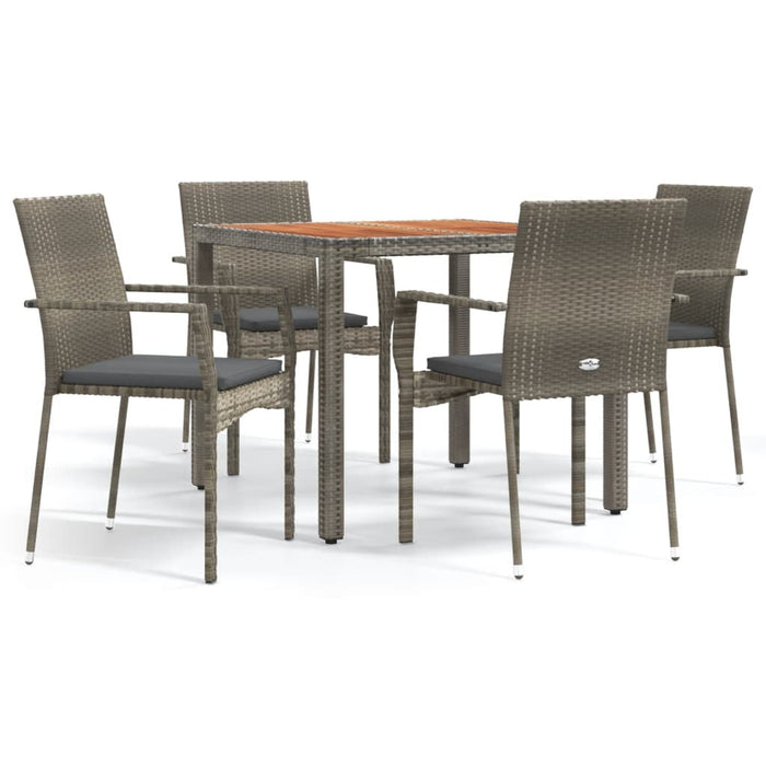 Set mobilier de grădină cu perne, 5 piese, gri, poliratan WALTI