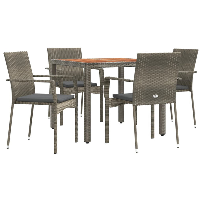Set mobilier de grădină cu perne, 5 piese, gri, poliratan WALTI