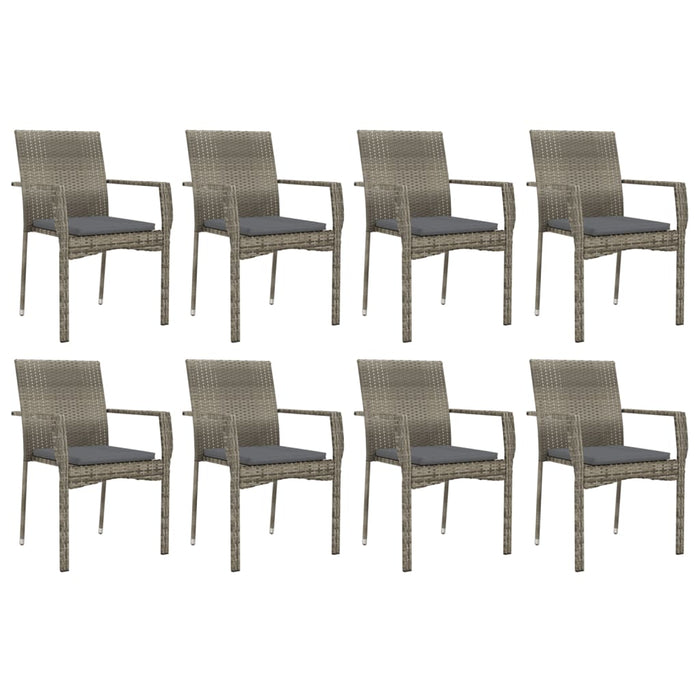 Set mobilier grădină cu perne, 9 piese, gri, poliratan WALTI