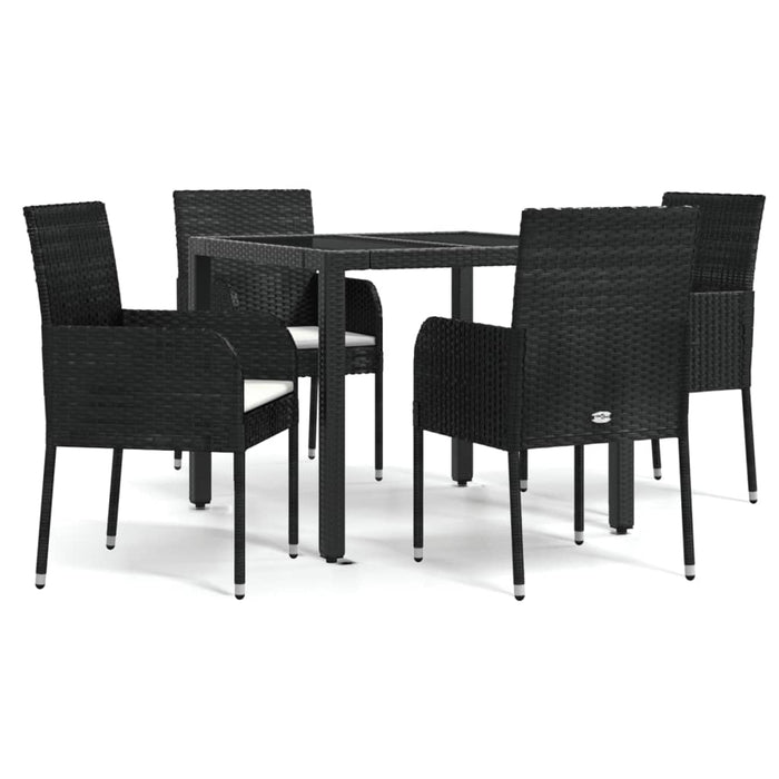 Set mobilier de grădină cu perne, 5 piese, negru, poliratan WALTI