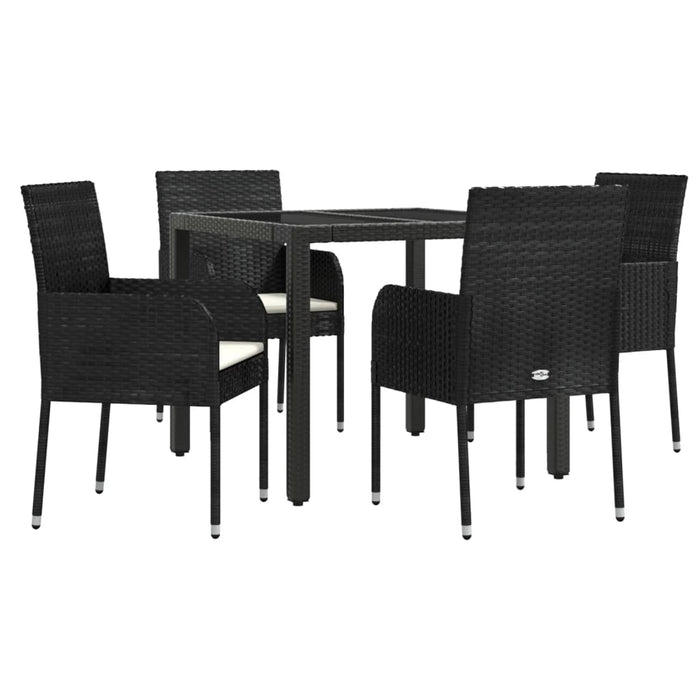 Set mobilier de grădină cu perne, 5 piese, negru, poliratan WALTI