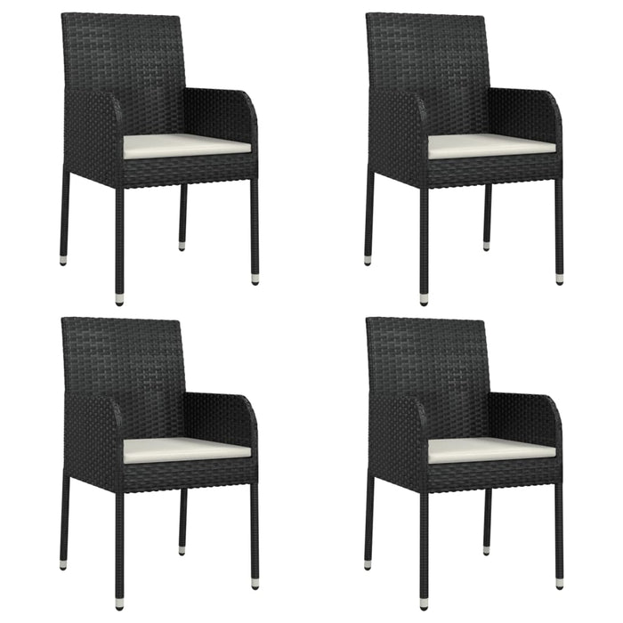 Set mobilier de grădină cu perne, 5 piese, negru, poliratan WALTI