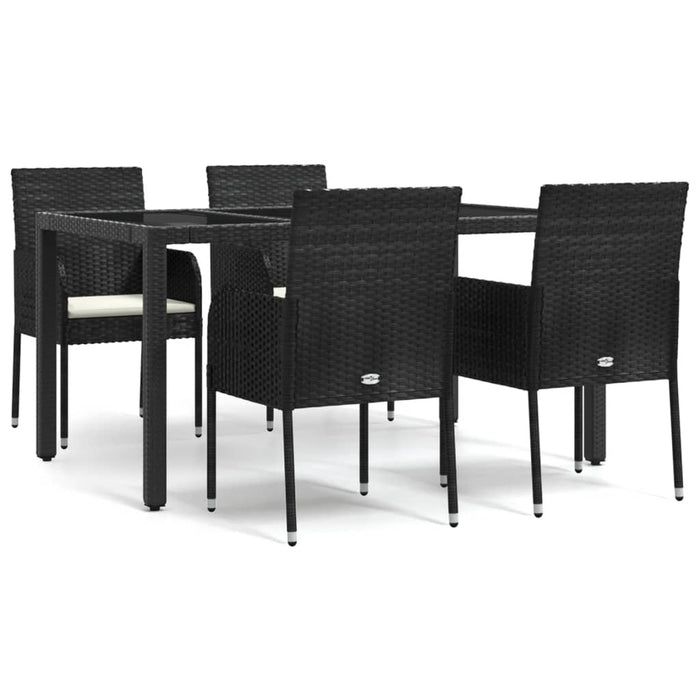 Set mobilier de grădină cu perne, 5 piese, negru, poliratan - WALTI WALTI