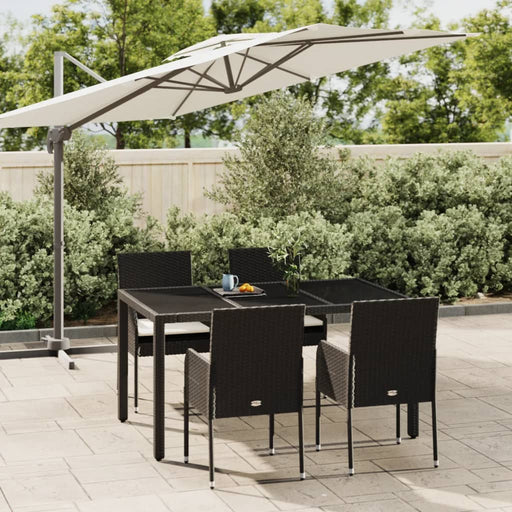 Set mobilier de grădină cu perne, 5 piese, negru, poliratan - WALTI WALTI
