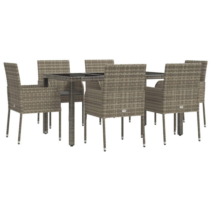 Set mobilier de grădină cu perne, 7 piese, gri, poliratan - WALTI WALTI