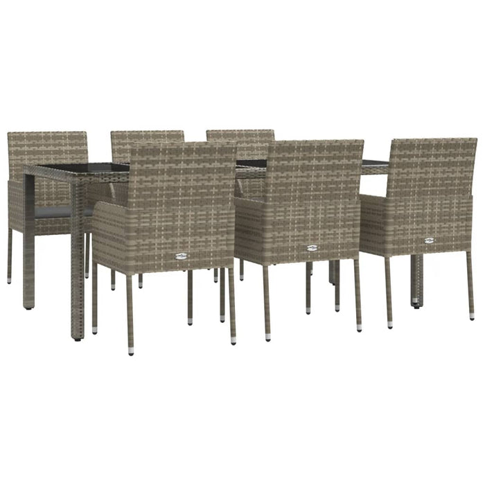 Set mobilier de grădină cu perne, 7 piese, gri, poliratan WALTI
