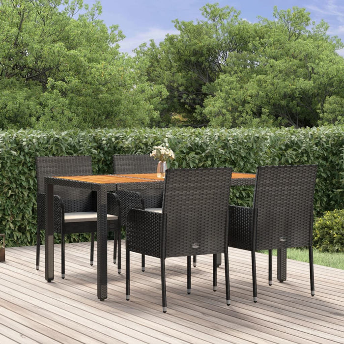 Set mobilier de grădină cu perne, 5 piese, negru, poliratan - WALTI WALTI