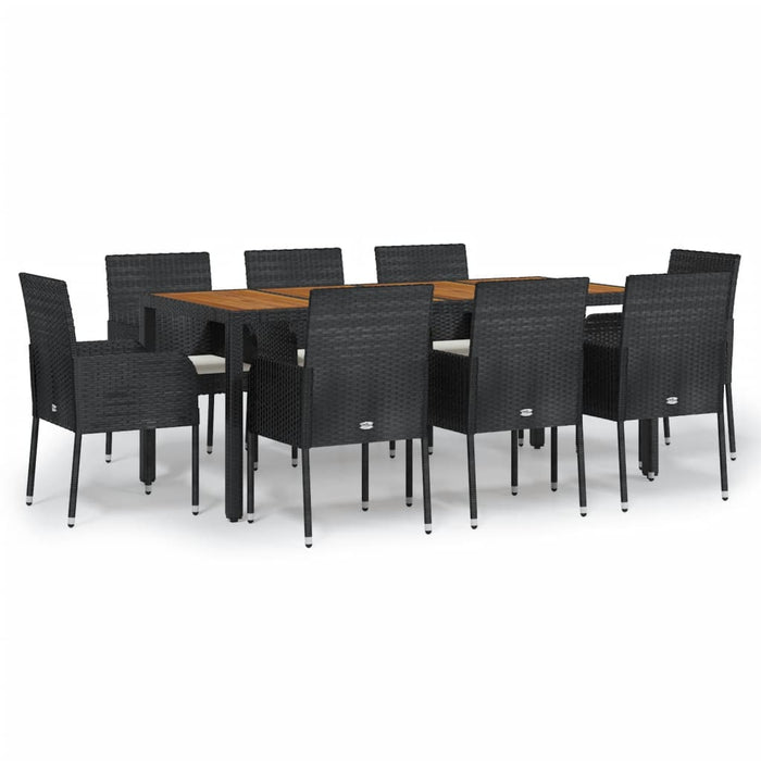 Set mobilier de grădină cu perne, 9 piese, negru, poliratan - WALTI WALTI