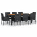 Set mobilier de grădină cu perne, 9 piese, negru, poliratan - WALTI WALTI
